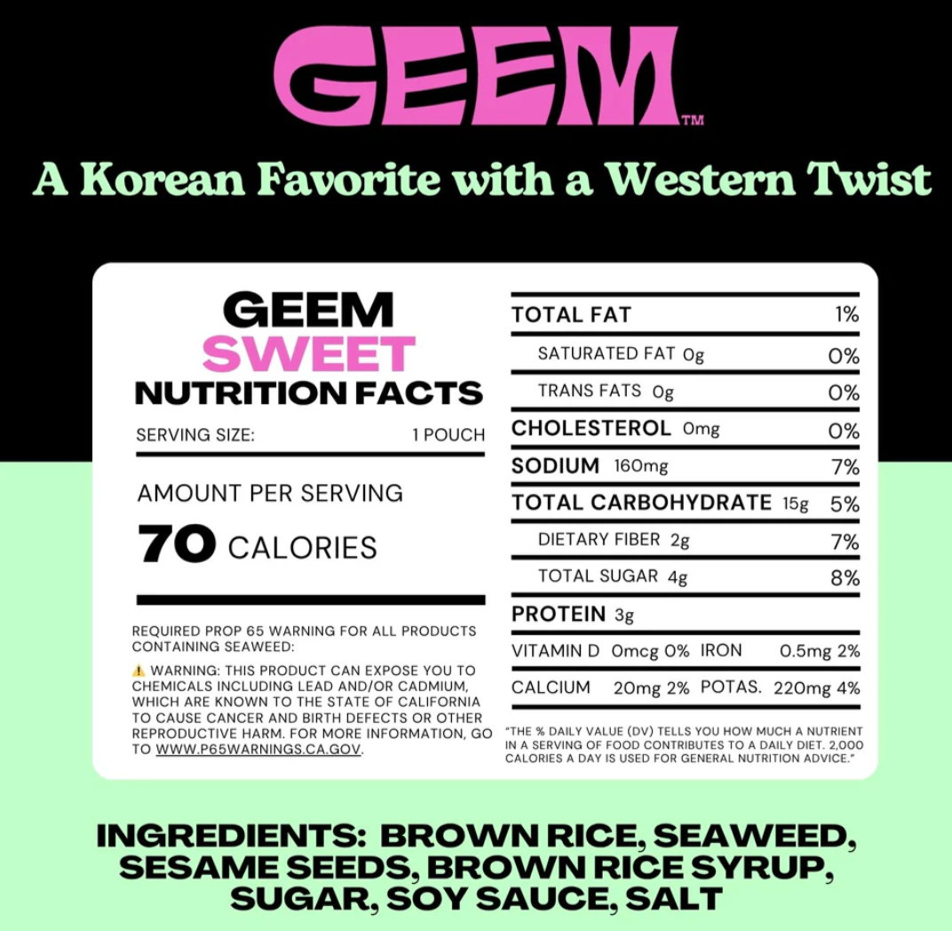 GEEM Korean Seaweed Chips (Sweet)