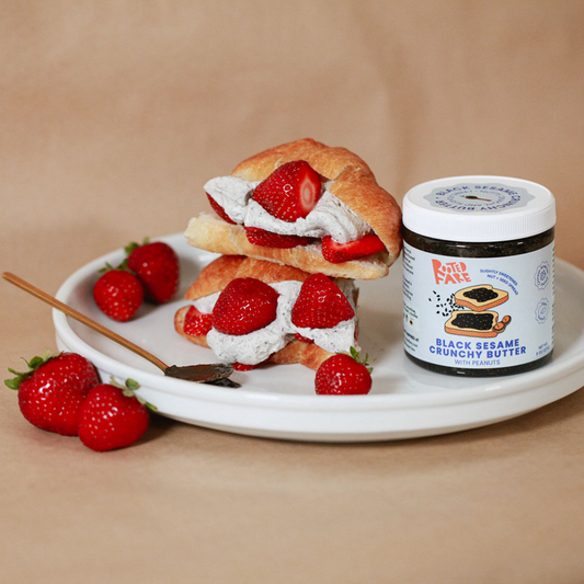 Strawberries And Black Sesame Cream Croissants