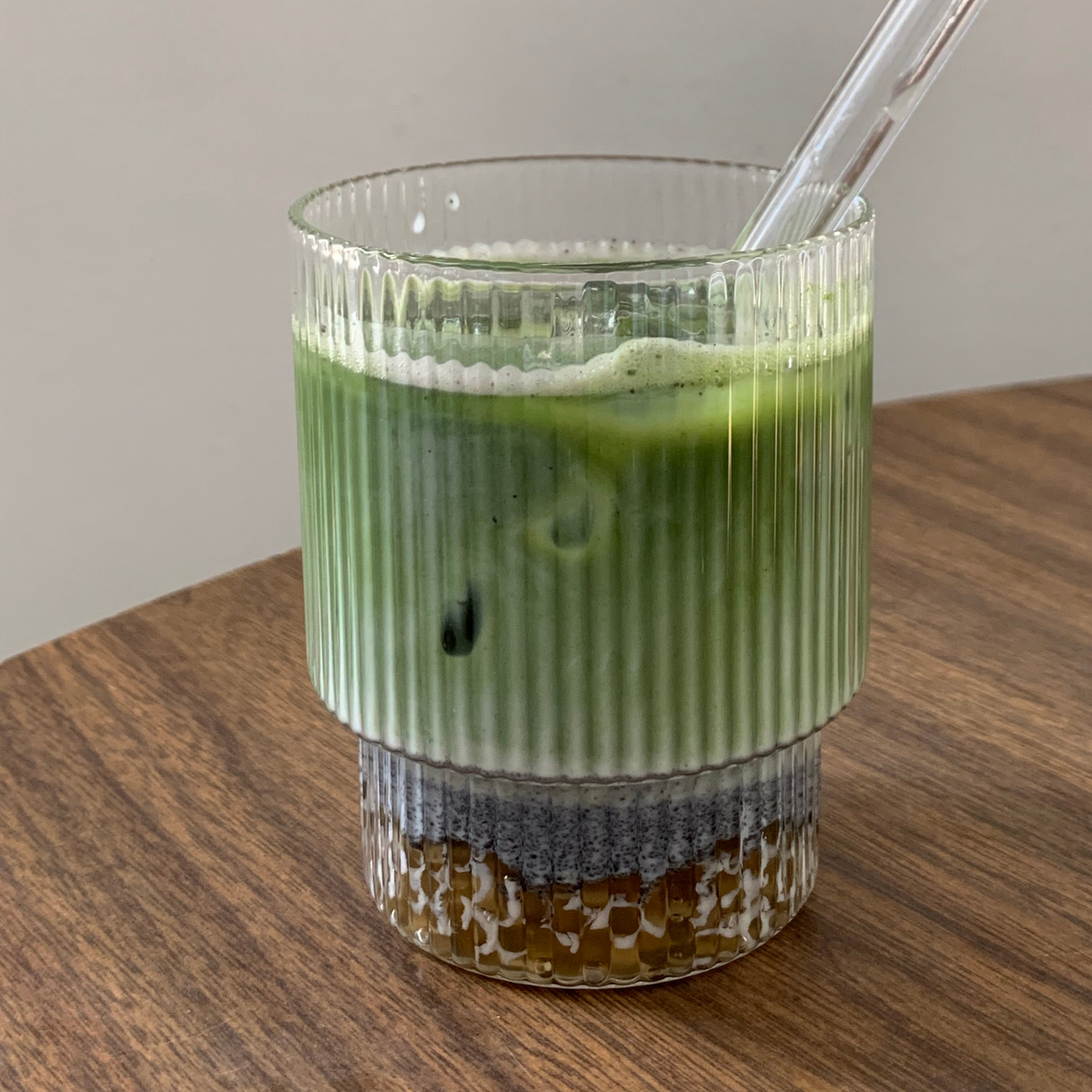 MatchaBlack Sesame Milk Tea with Mini Tapioca Pearls Rooted Fare