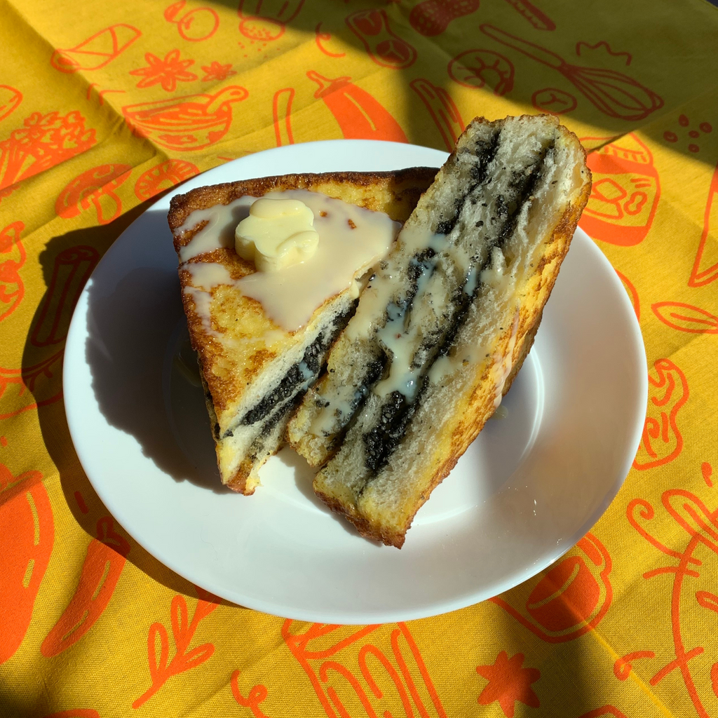 HK Style French Toast with Black Sesame Crunchy Butter
