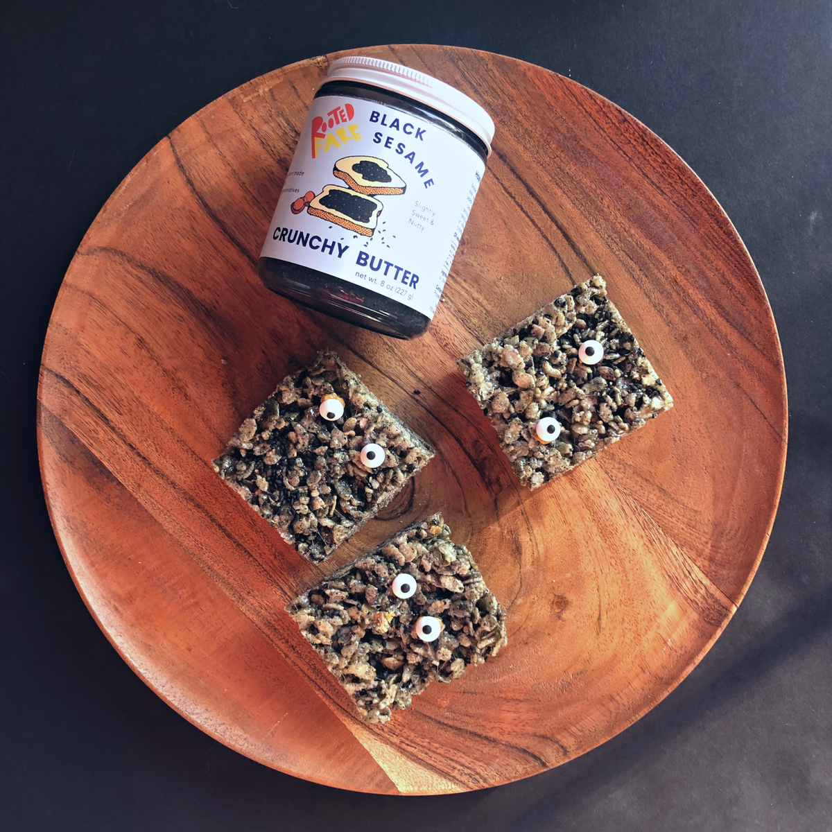Rooted Fare | Black Sesame Rice Krispie Treats