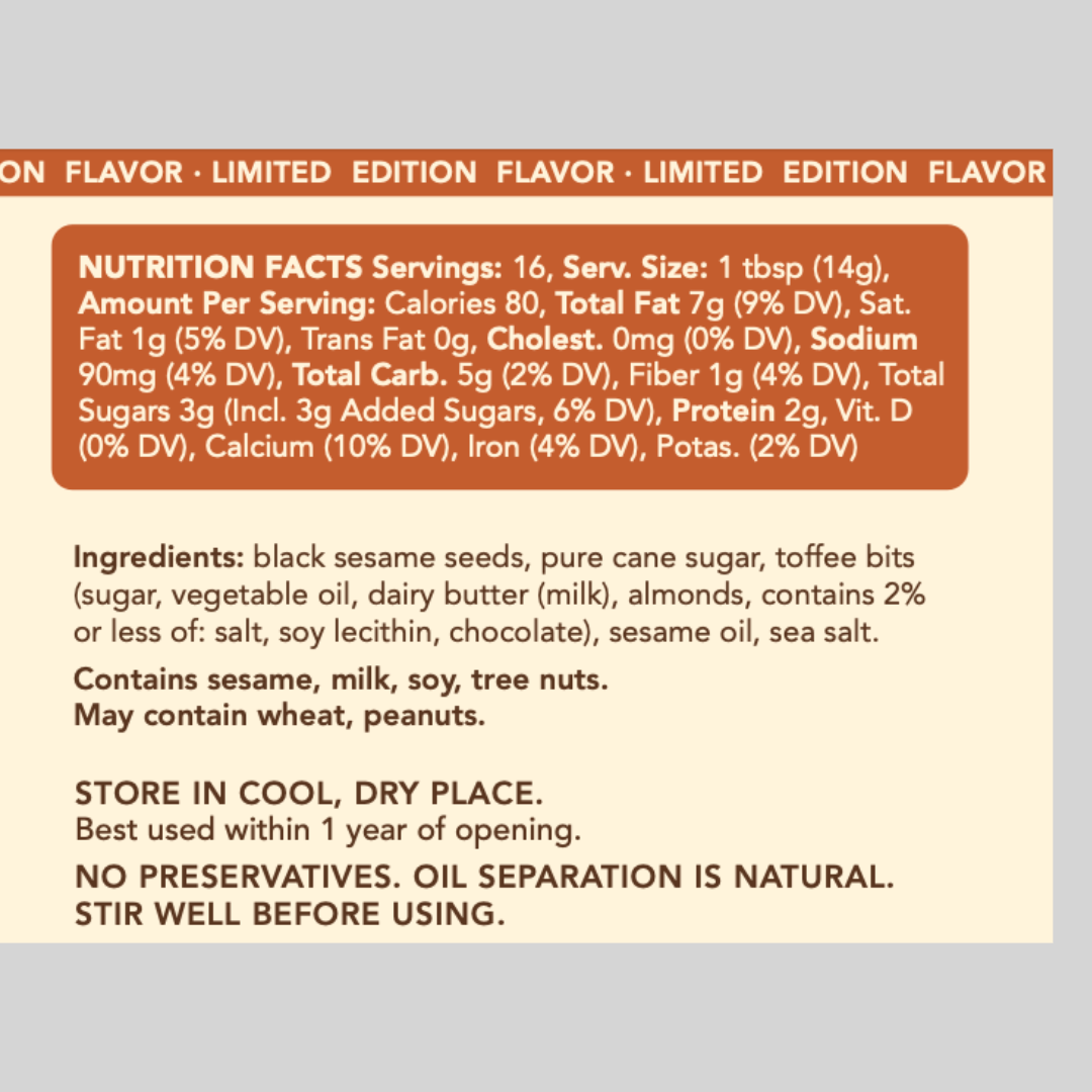 Black Sesame Butter Salted Caramel Crunch